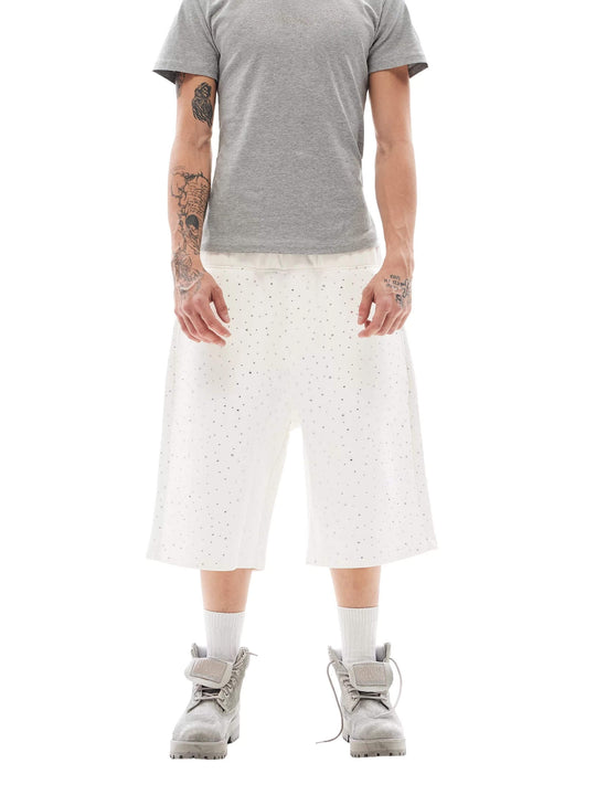 KARMANISTIC All Over Rhinestone Baggy Sweat Shorts | Face 3 Face