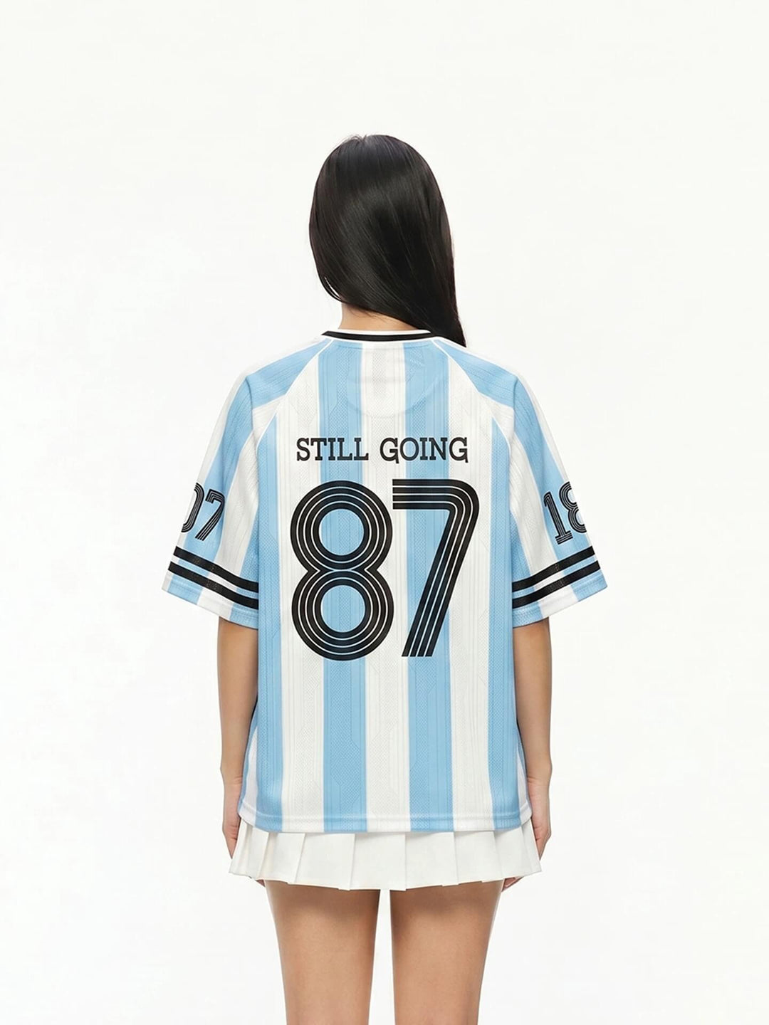 1807 Patterned Fabric Stripe Print Short Sleeve Soccer Jersey | Face 3 Face