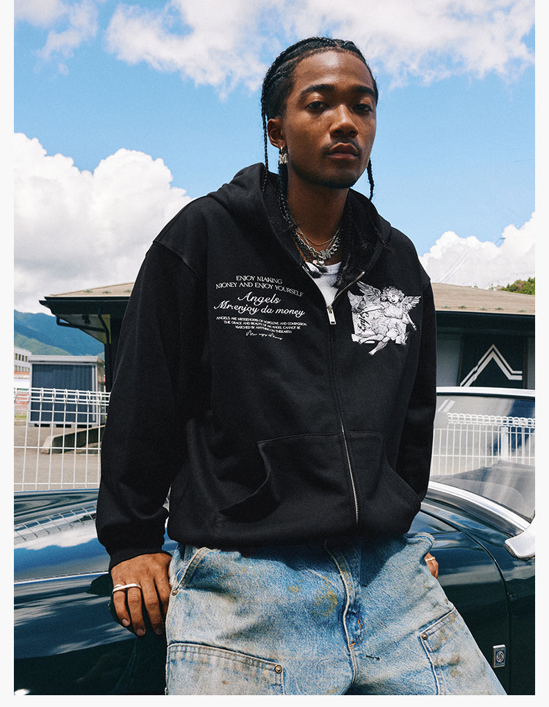 MEDM 3D Embroidered Angel Dove Zip Up Hoodie | Face 3 Face