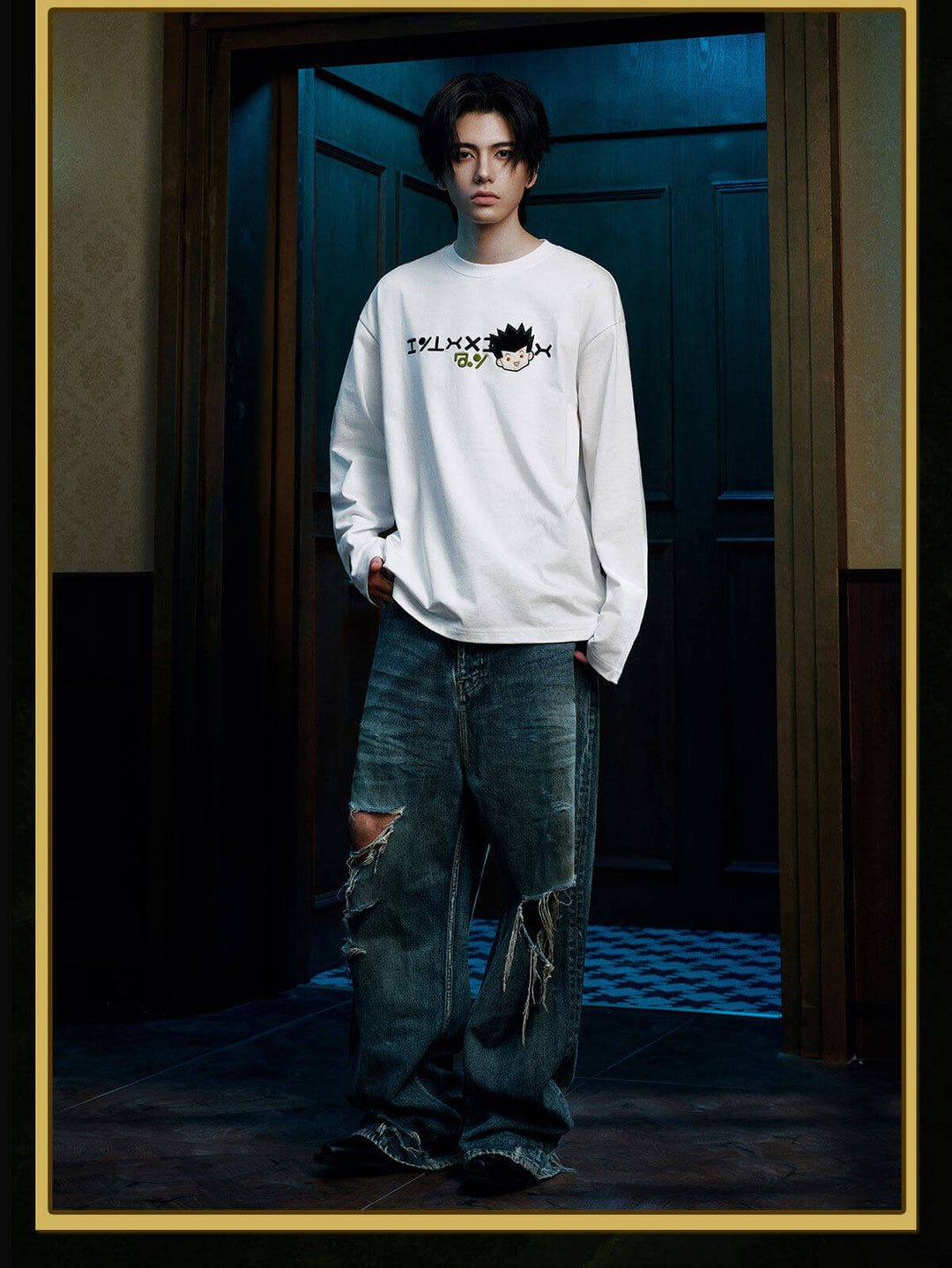 MEDM × HUNTER×HUNTER Character Embroidered Patch Long Sleeve Tee | Face 3 Face