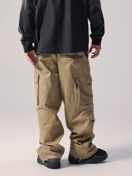 Remedy Distressed Hem Baggy Work Cargo Pants | Face 3 Face