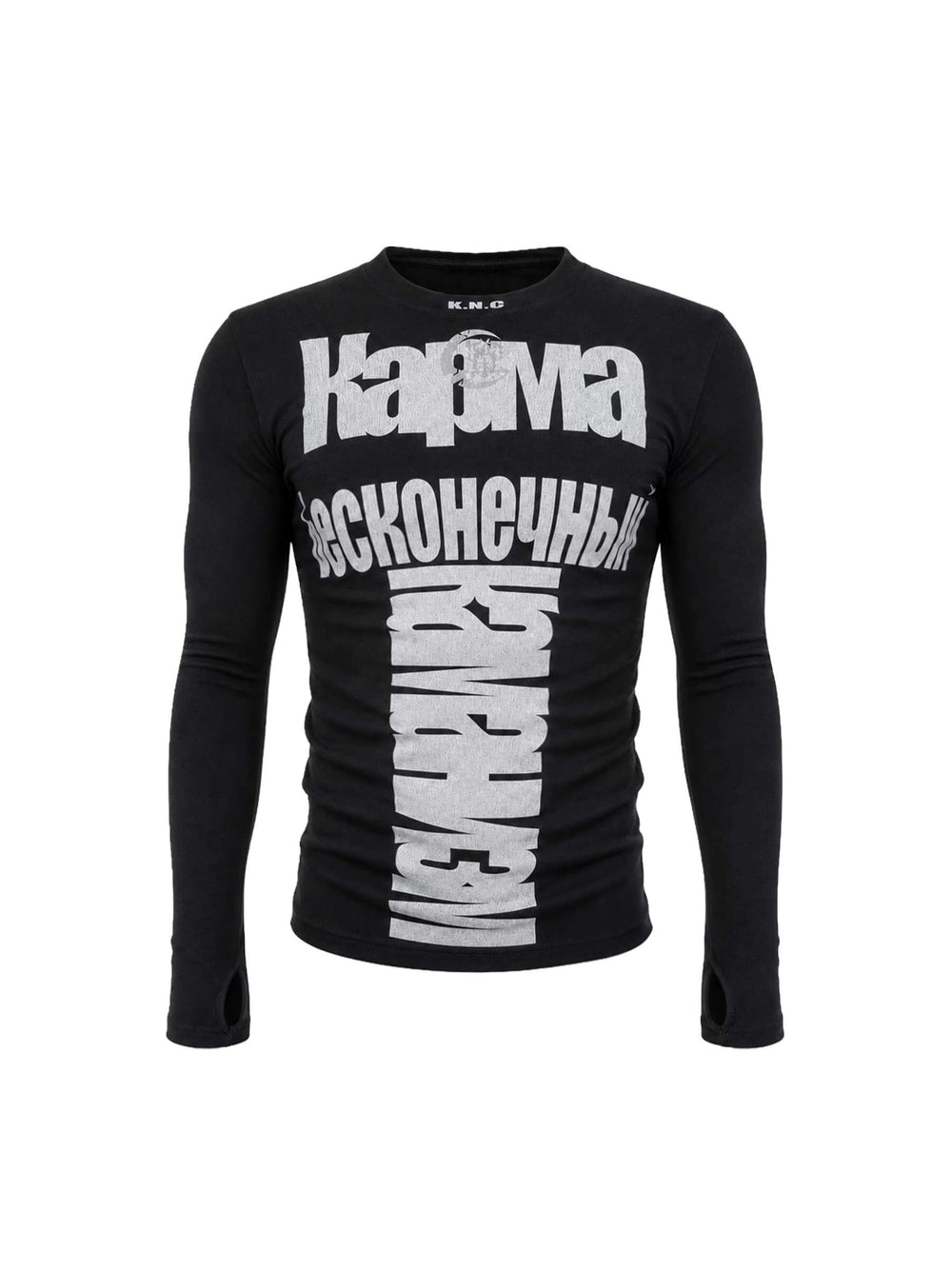 KARMANISTIC Big Logo Print Stretch Slim Fit Long Sleeve Tee | Face 3 Face