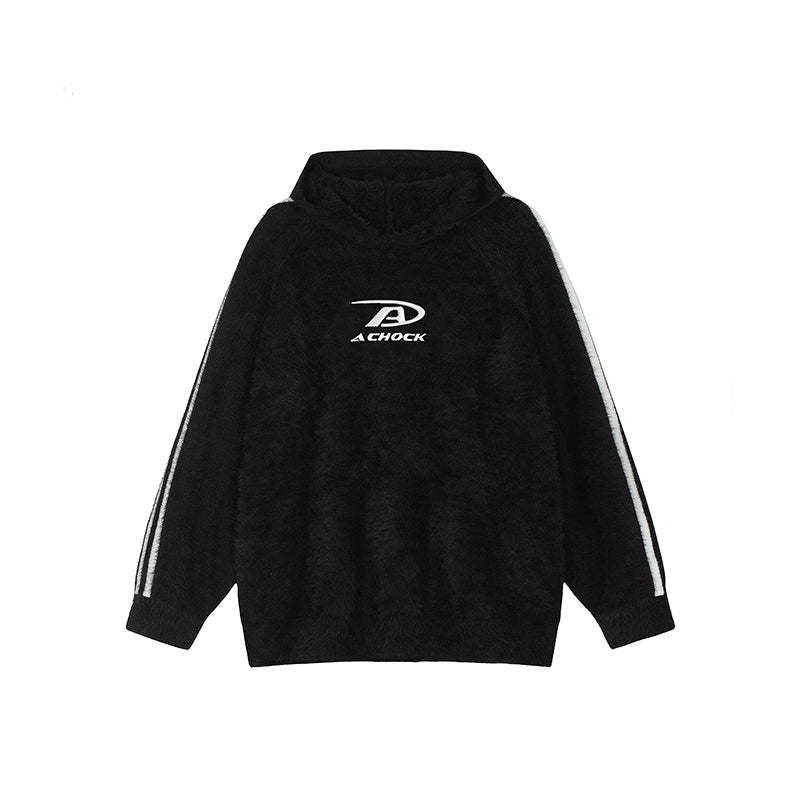 Achock Logo Jacquard Mink Wool Knit Hoodie
