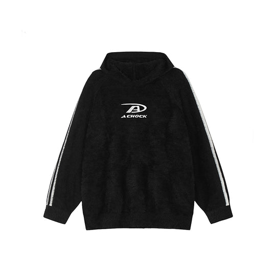 Achock Logo Jacquard Mink Wool Knit Hoodie