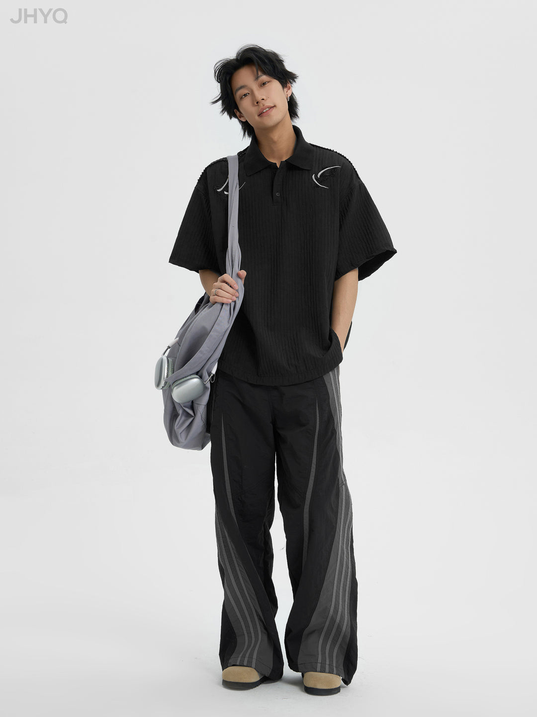 JHYQ Beaded Embroidery Short Sleeved Polo