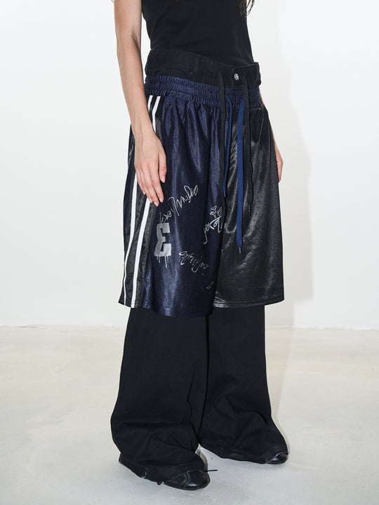 BLIND NO PLAN Graffiti Print Sport Double-layer Pants | Face 3 Face