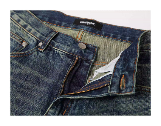 KARMANISTIC Washed Distressed Rhinestone Baggy Jeans | Face 3 Face