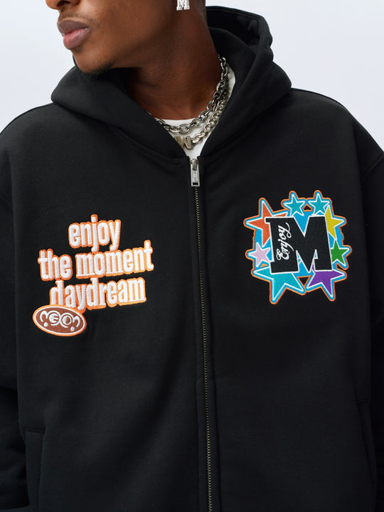 MEDM Blooming Star Embroidered Zip-Up Hoodie | Face 3 Face
