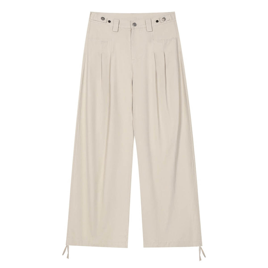 MEDM 3D Star Logo Embroidered Pleat Curved Baggy Pants | Face 3 Face