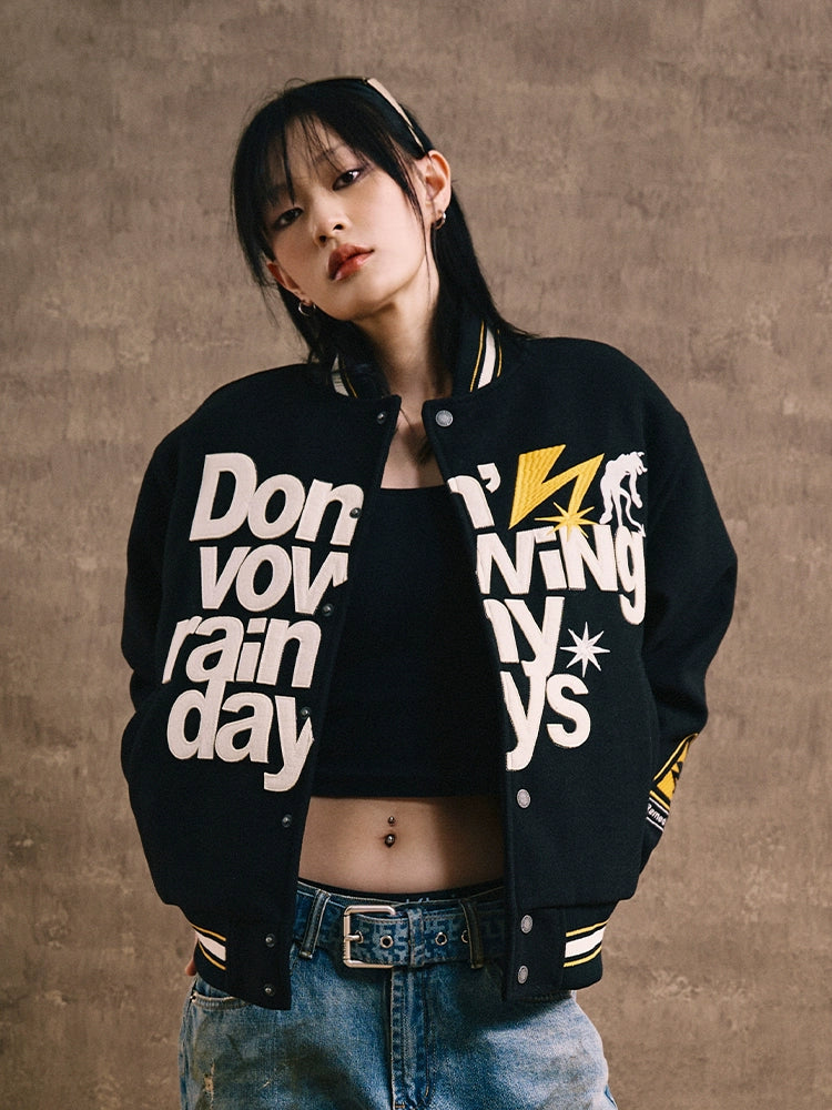 Remedy Lightning Embroidered Varsity Jacket | Face 3 Face