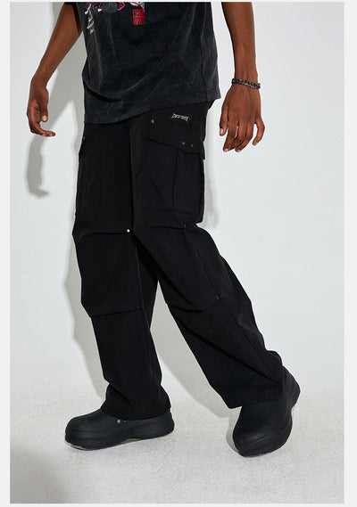 DICETINY Basic Embroidered Logo Washed Nylon Twill Work Cargo Pants | Face 3 Face