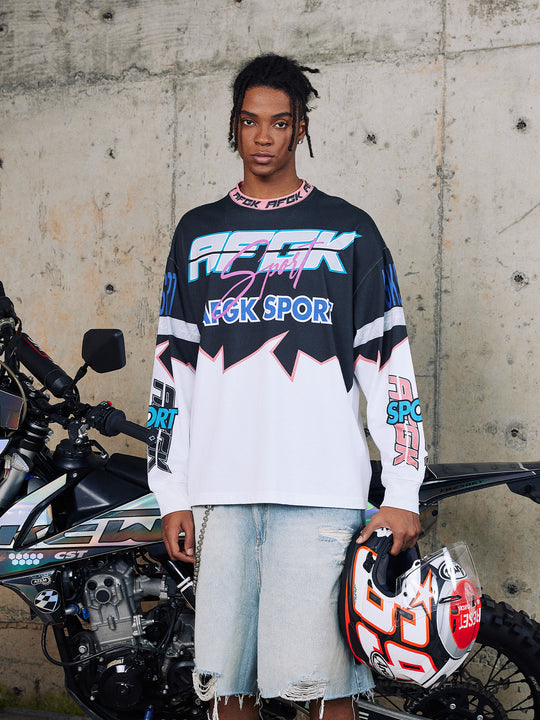 AFGK Color Blocking Motorcycle Suit Long Sleeved Tee | Face 3 Face