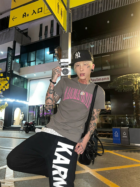 KARMANISTIC Letter Logo Print Slim Tee | Face 3 Face