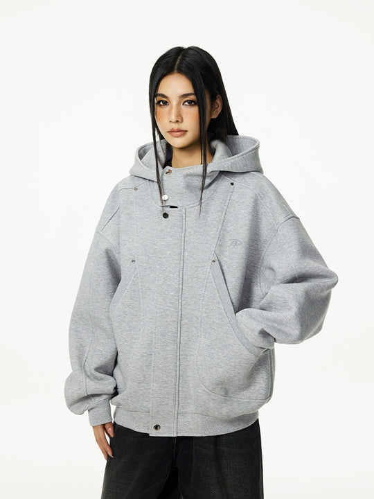 Achock Snap Button Wind Flap Zip Up Hooded Jacket | Face 3 Face