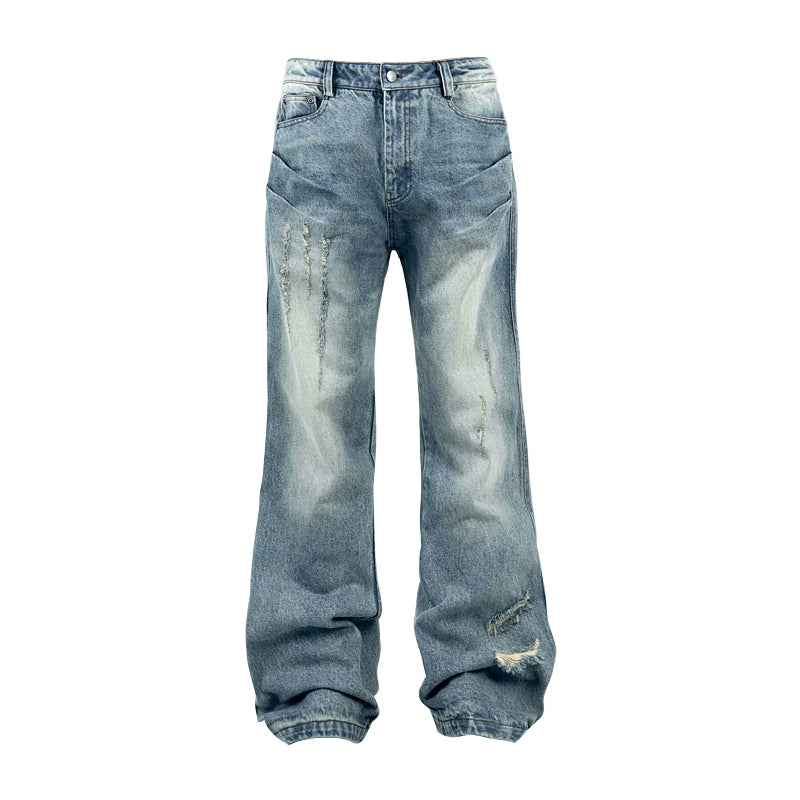 ANTIDOTE Destruction Scratches Washed Ice Blue Jeans | Face 3 Face