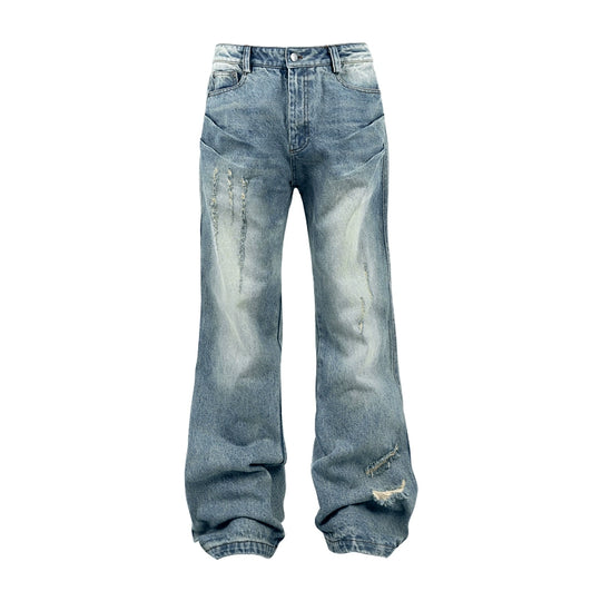 ANTIDOTE Destruction Scratches Washed Ice Blue Jeans | Face 3 Face
