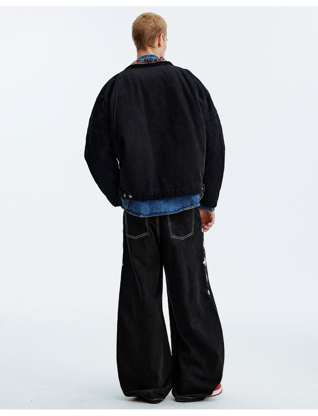 MEDM Ethnic Collar Patch Pocket Quilted Lined Work Jacket | Face 3 Face