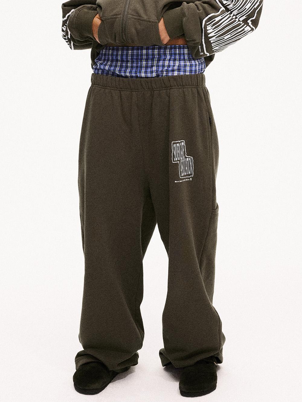 MHARF Army Green Printed Sweatpants | Face 3 Face