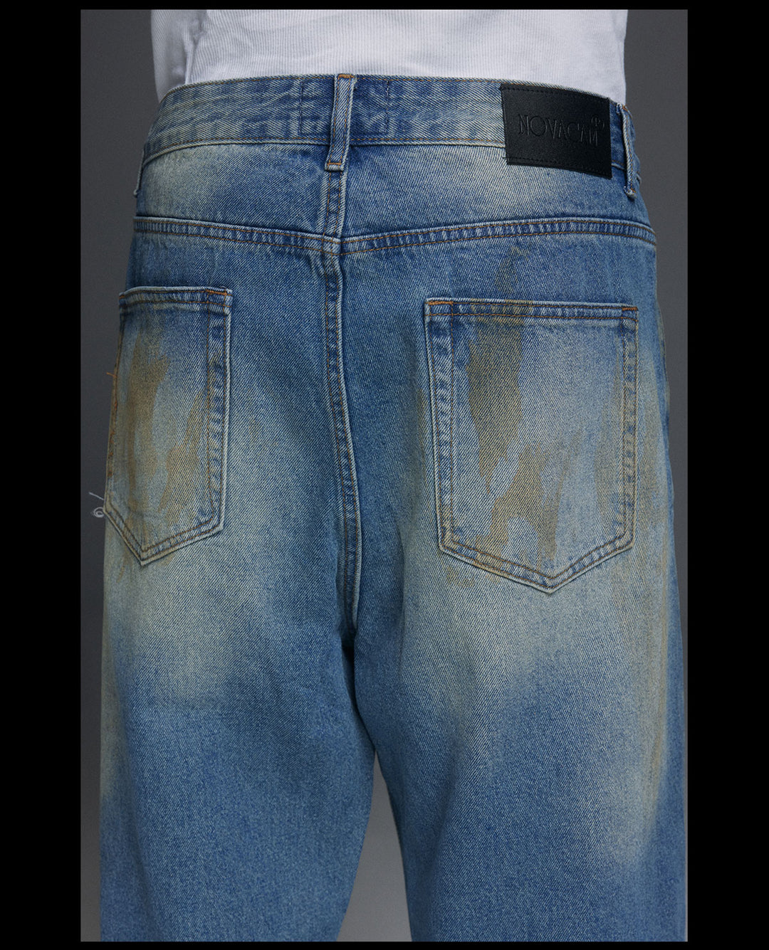 NOVACAM Washed Distressed Double Knee Jeans | Face 3 Face