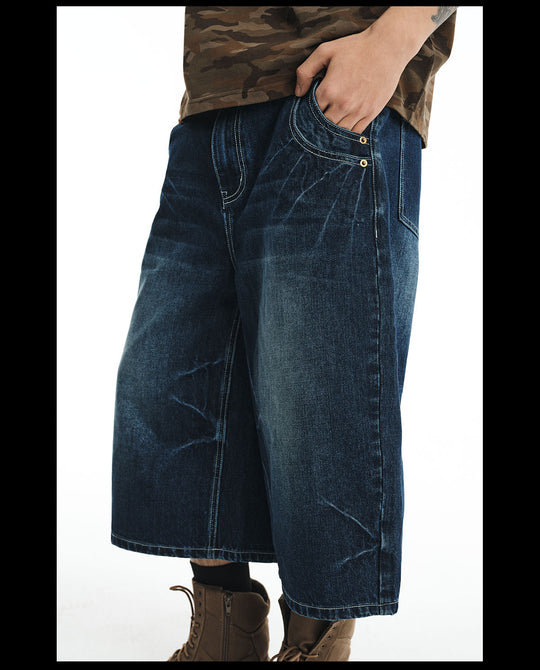 NOVACAM Washed Baggy Denim Shorts | Face 3 Face