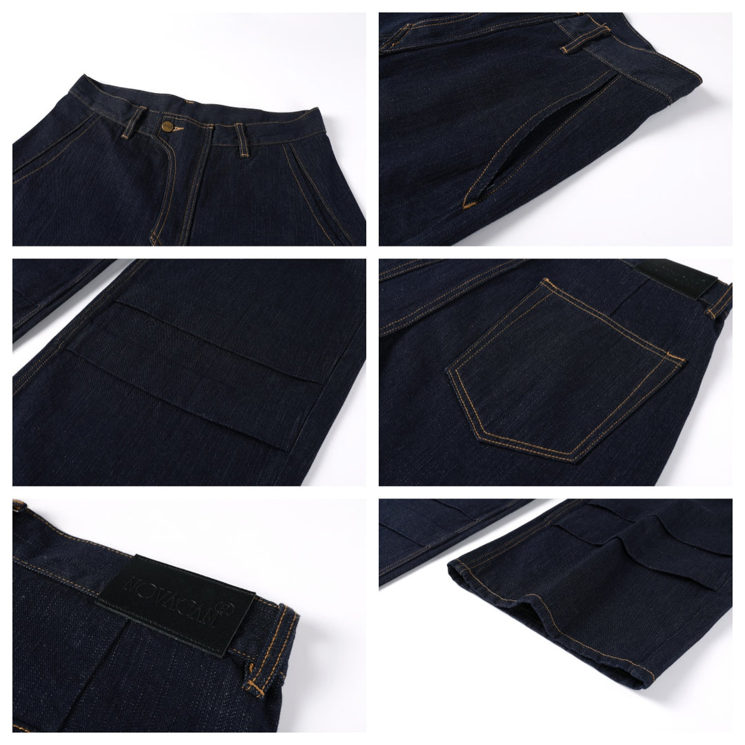 NOVACAM Blade Detail Folded Baggy Jeans | Face 3 Face