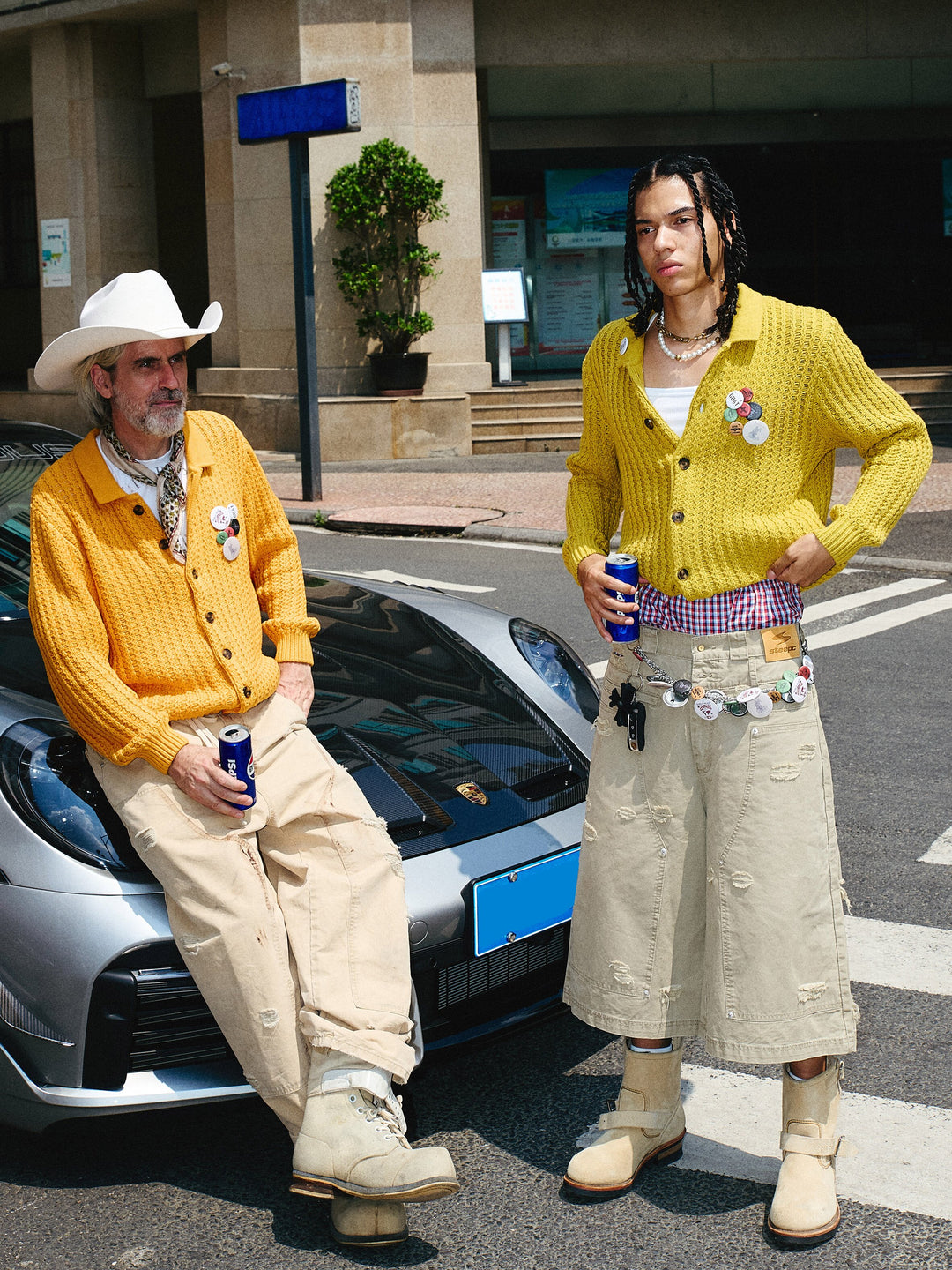 STEEPC Vintage Button Badge Knit Cardigan | Face 3 Face