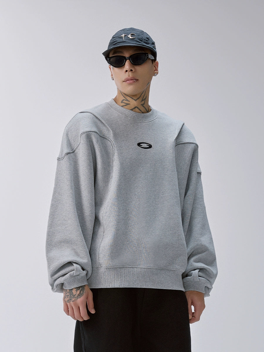 F2CE Pleated Splicing Embroidered Logo Sweatshirt | Face 3 Face