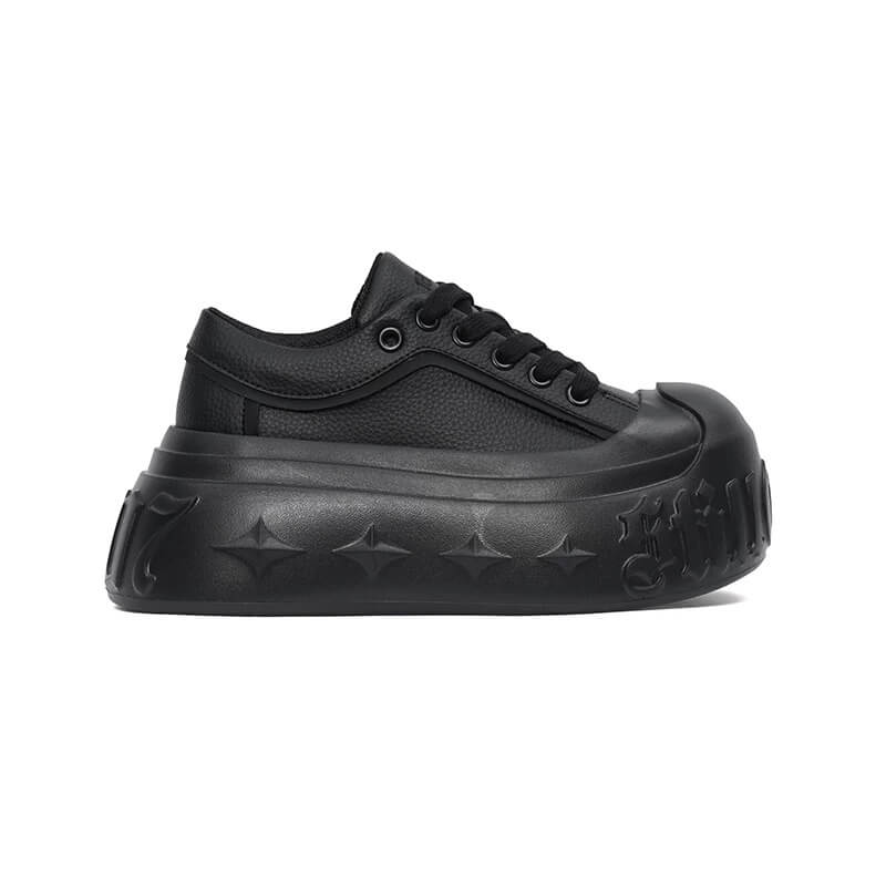 1807 INF-008 Gothic Lace Up PU Leather Chunky Sneakers