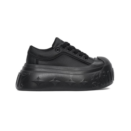 1807 INF-008 Gothic Lace Up PU Leather Chunky Sneakers