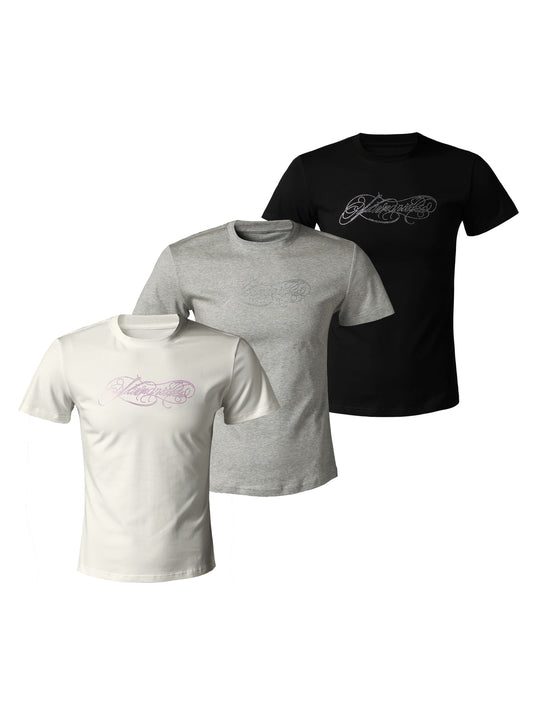KARMANISTIC Rhinestone Logo Slim Fit Stretch Tee | Face 3 Face