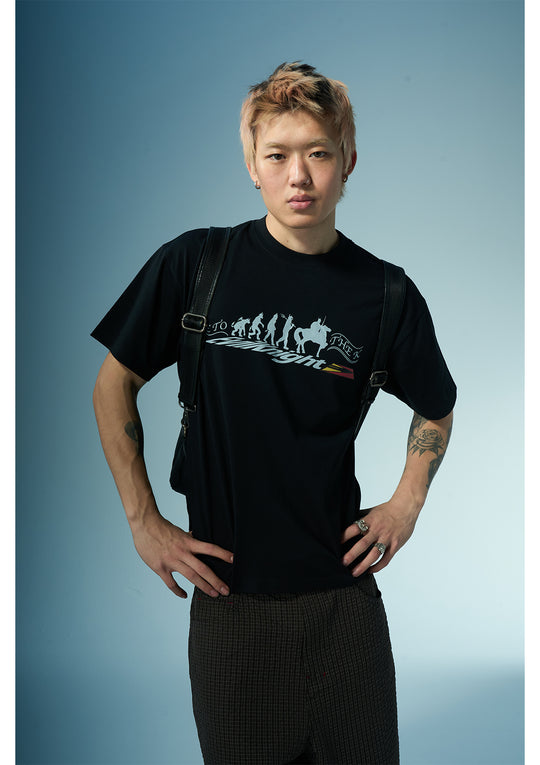 EVILKNIGHT(EK) Devil's Evolution Basic Letter Printed Tee | Face 3 Face