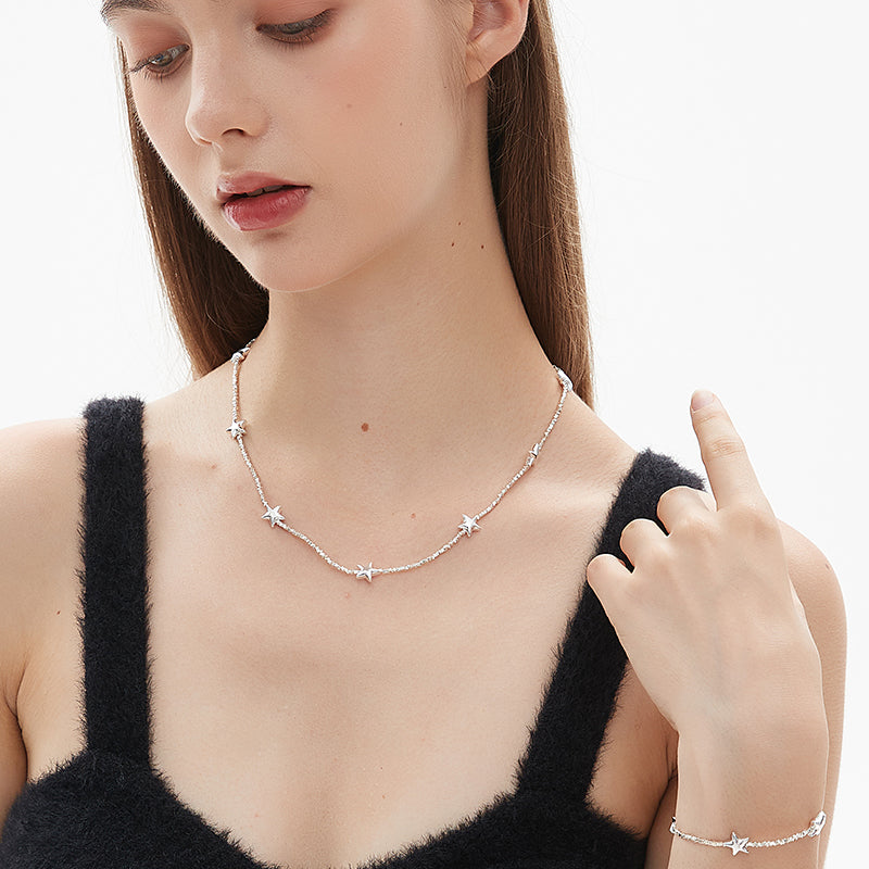 AWE Silver Star Chain Necklace | Face 3 Face