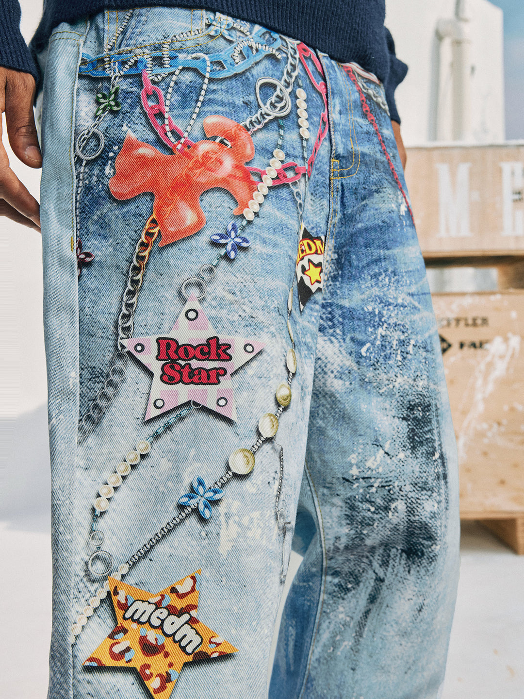 MEDM Chain Digital 3D Printed Baggy Jeans | Face 3 Face