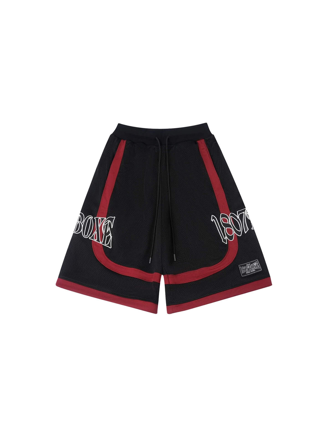 1807 Color Block Patchwork Leather Logo Patch Mesh Shorts | Face 3 Face