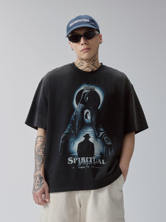 F2CE Washed Vintage "SPIRITUAL WARFARE" Printed Tee | Face 3 Face