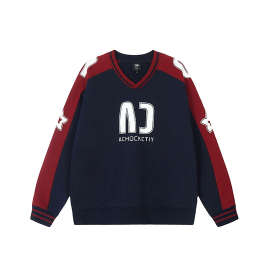 Achock Color Blocking V-Neck Sweatshirt | Face 3 Face