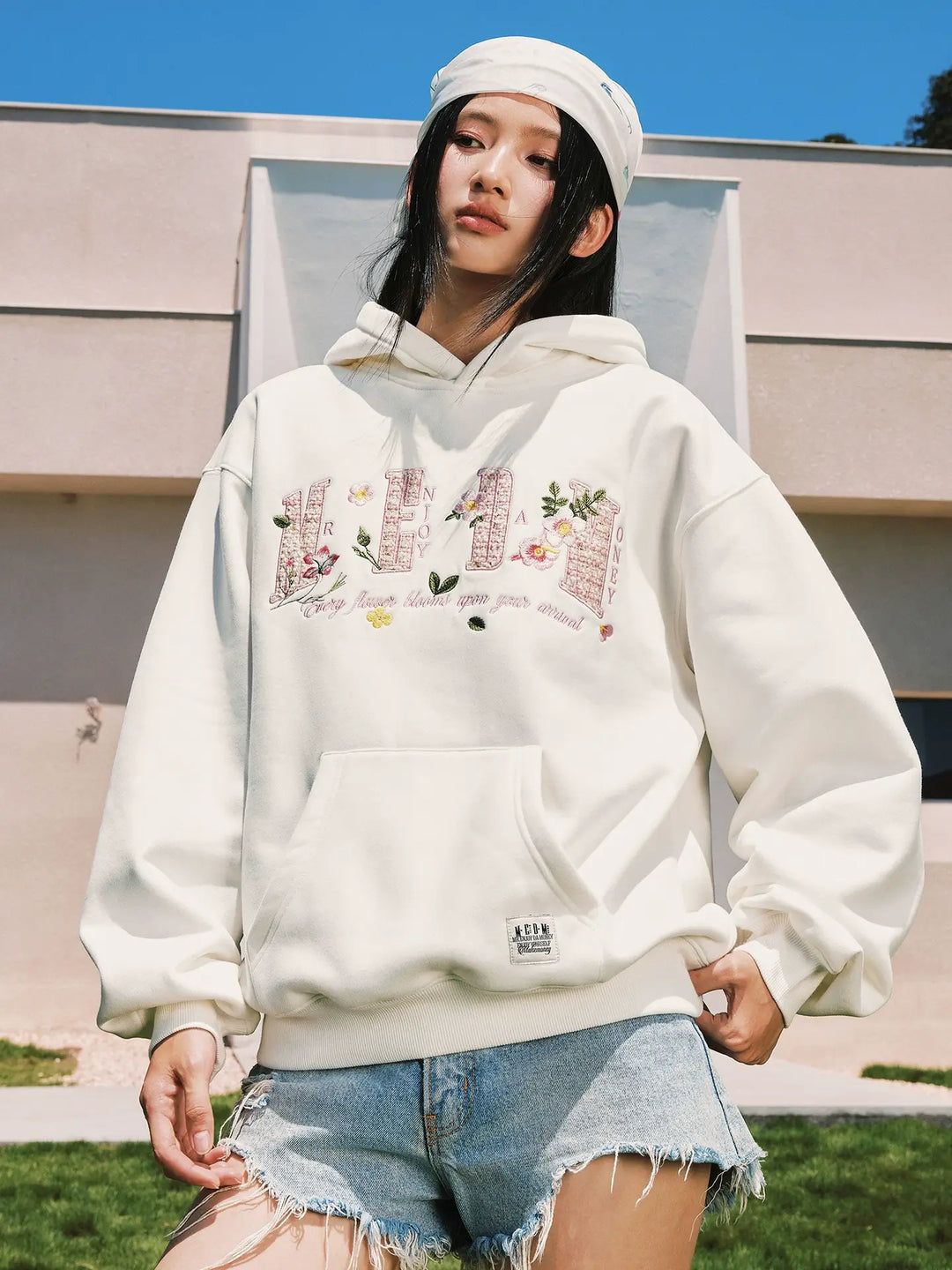 MEDM Mini Patchwork Floral Embroidered Hoodie | Face 3 Face