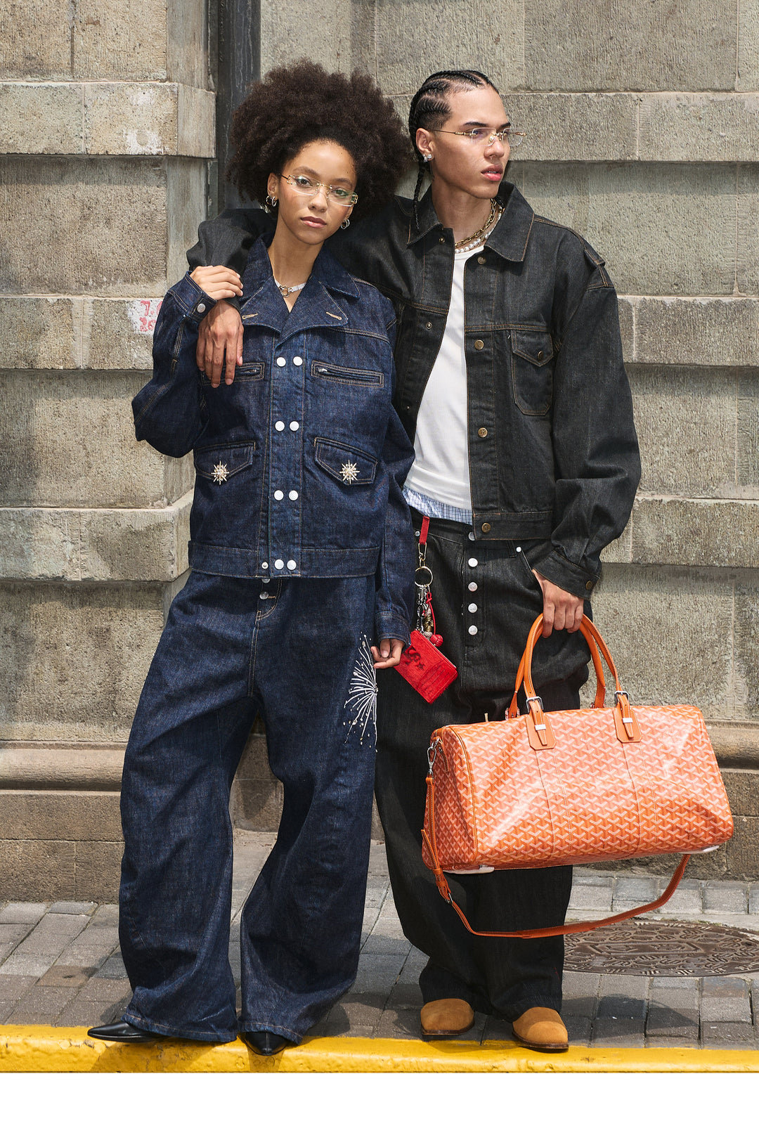 STEEPC Leather Embroidered Denim Jacket | Face 3 Face