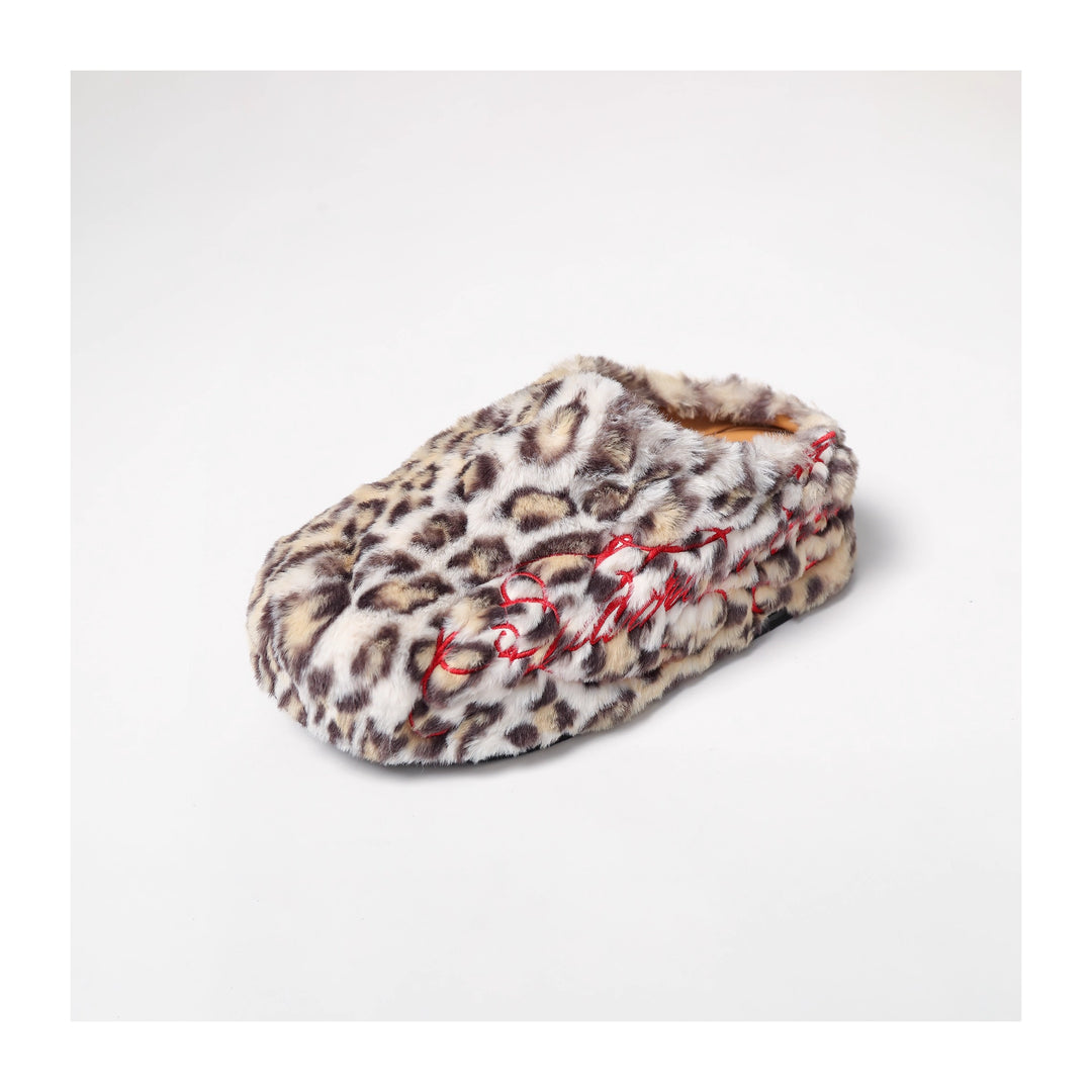 KARMANISTIC Leopard Fur Embroidered Slipper Clogs | Face 3 Face