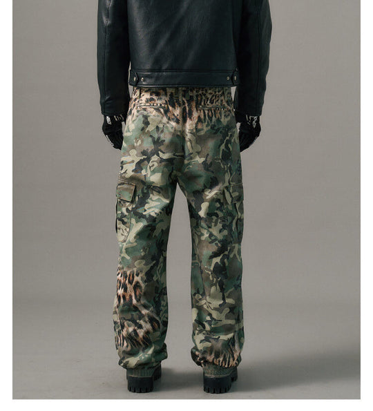 S45 Leopard Camouflage Print Cargo Pants | Face 3 Face