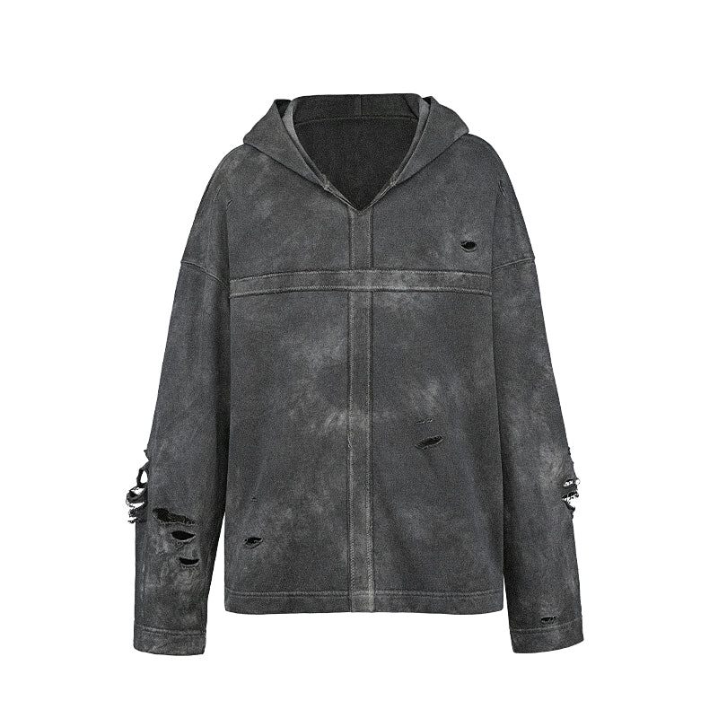 UNDERWATER Distressed Cross Stitching Hoodie