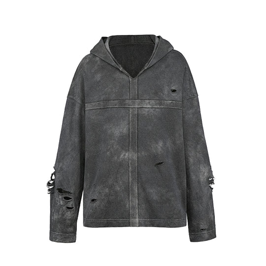 UNDERWATER Distressed Cross Stitching Hoodie