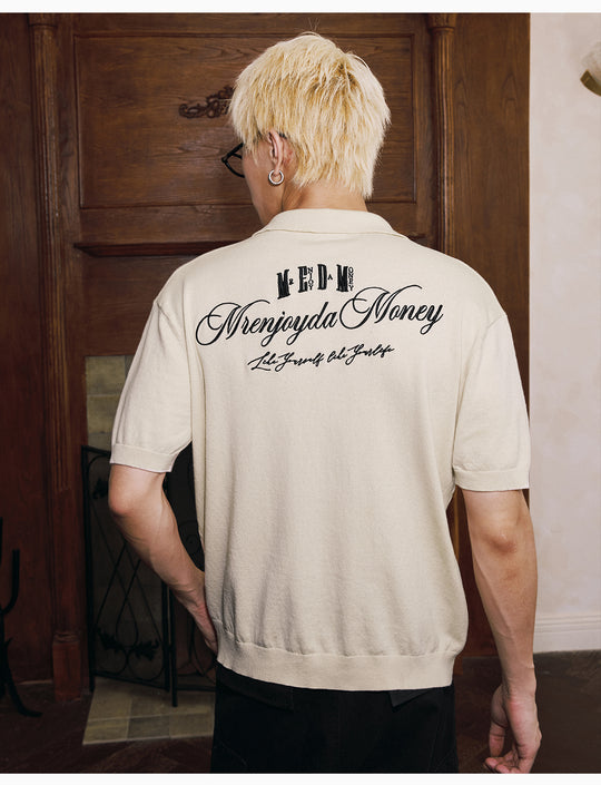 MEDM Handwriting Embroidery Knit Polo | Face 3 Face
