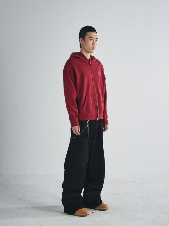 RUSURE Vintage Print Zip Up Hoodie | Face 3 Face