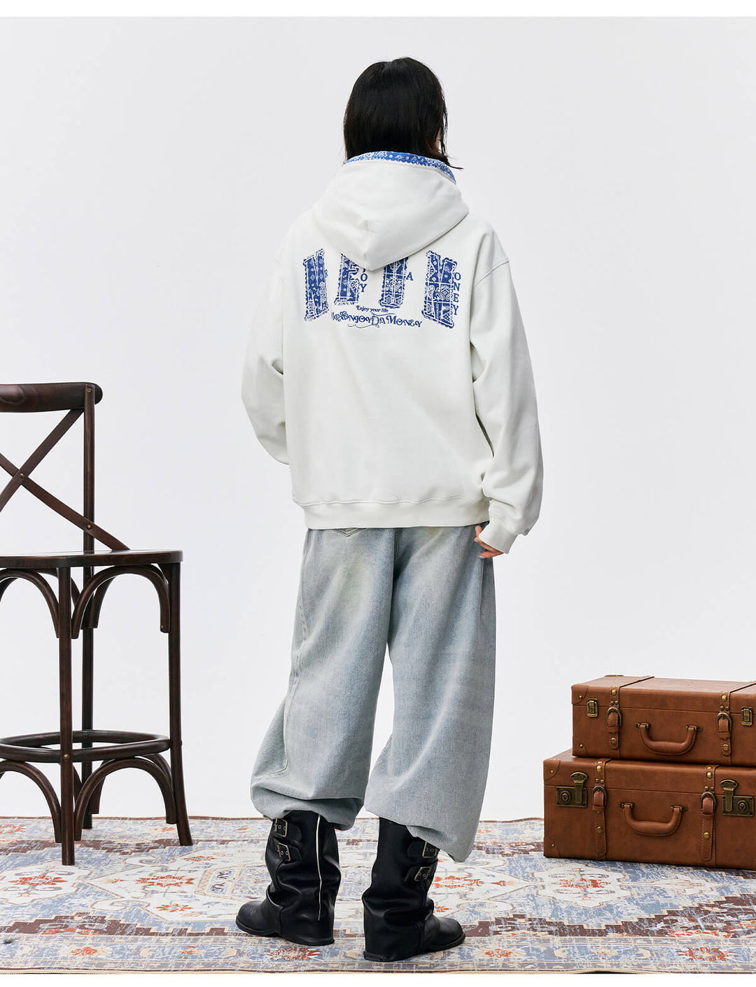 MEDM Ethnic Paisley Patch Embroidered Hoodie | Face 3 Face