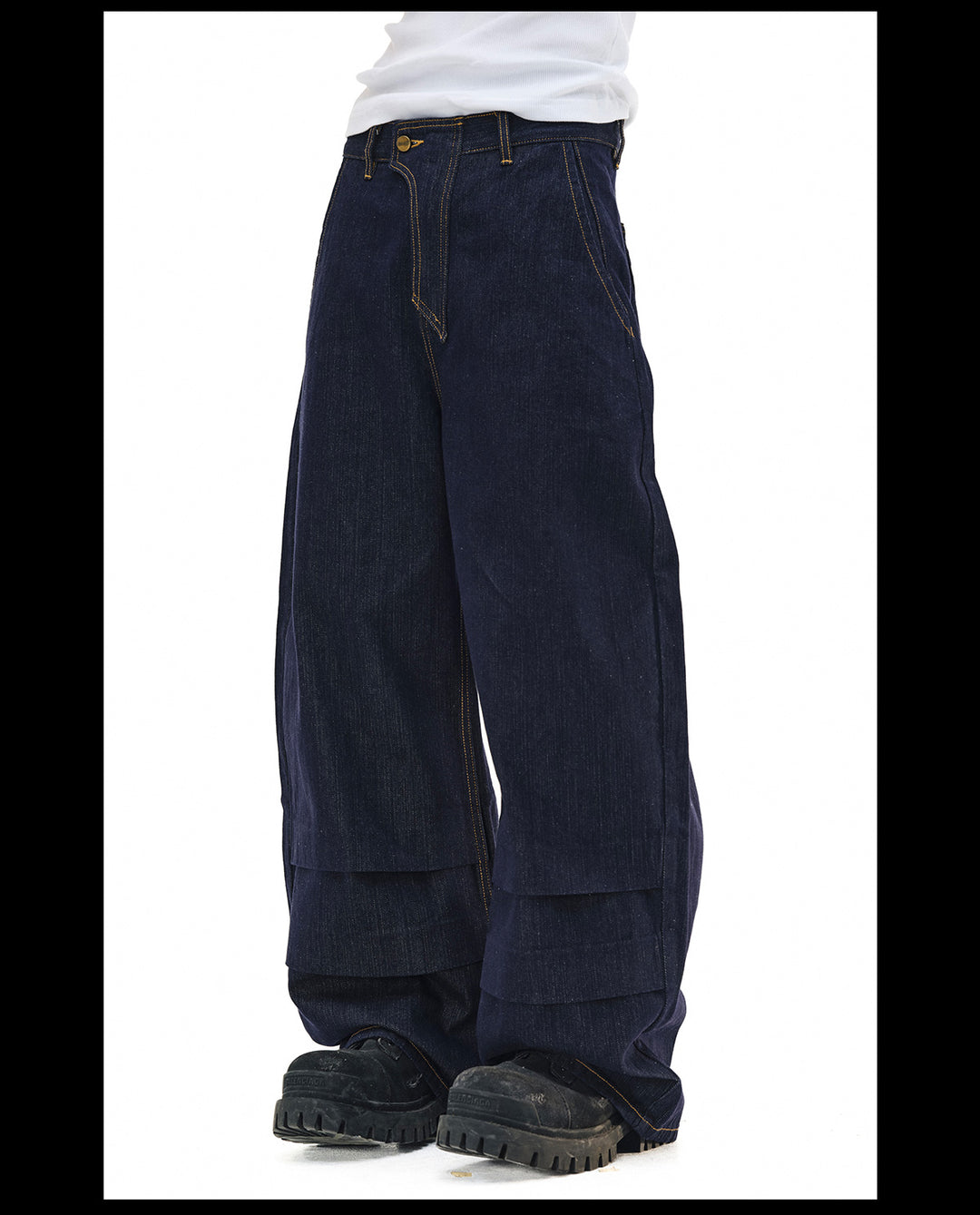 NOVACAM Blade Detail Folded Baggy Jeans | Face 3 Face