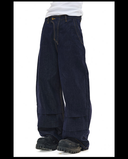 NOVACAM Blade Detail Folded Baggy Jeans | Face 3 Face