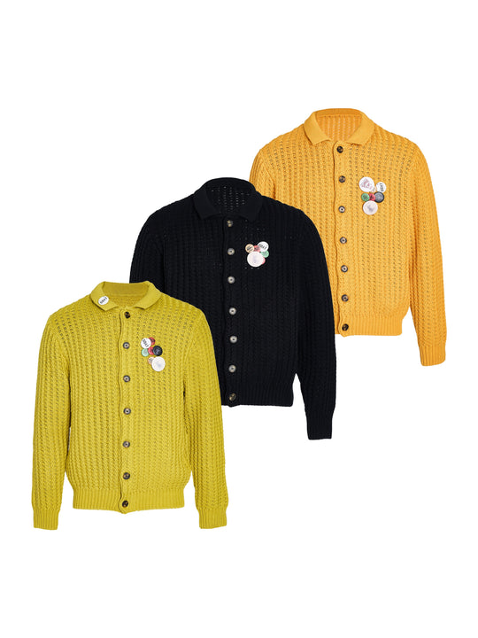 STEEPC Vintage Button Badge Knit Cardigan | Face 3 Face