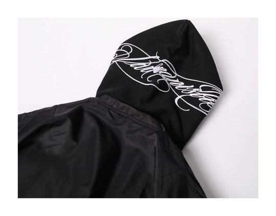 KARMANISTIC Embroidered Hooded Puffer Bomber Jacket | Face 3 Face
