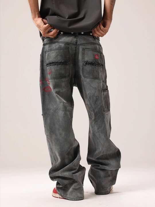 Remedy Kiss Mark Distressed Hole Work Painter Pants | Face 3 Face